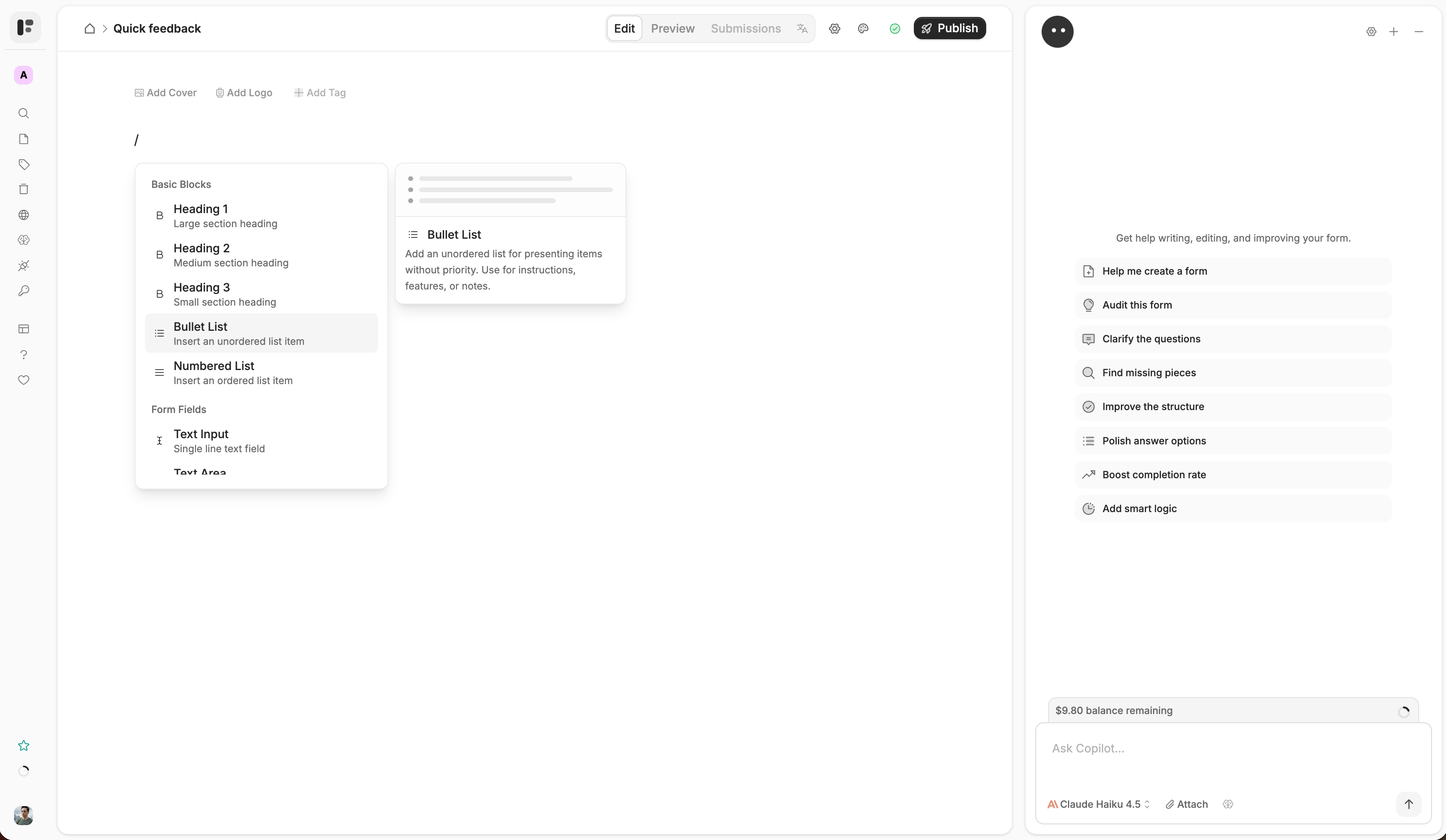 Empty editor - just type