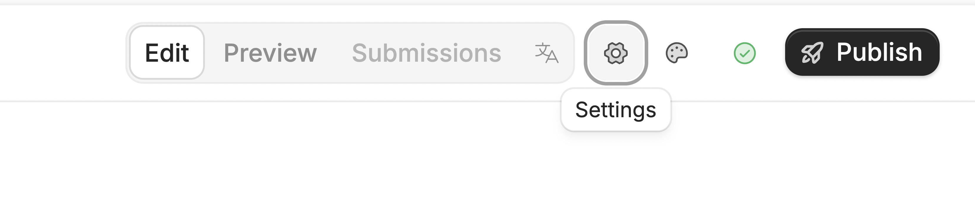 Form settings button on toolbar